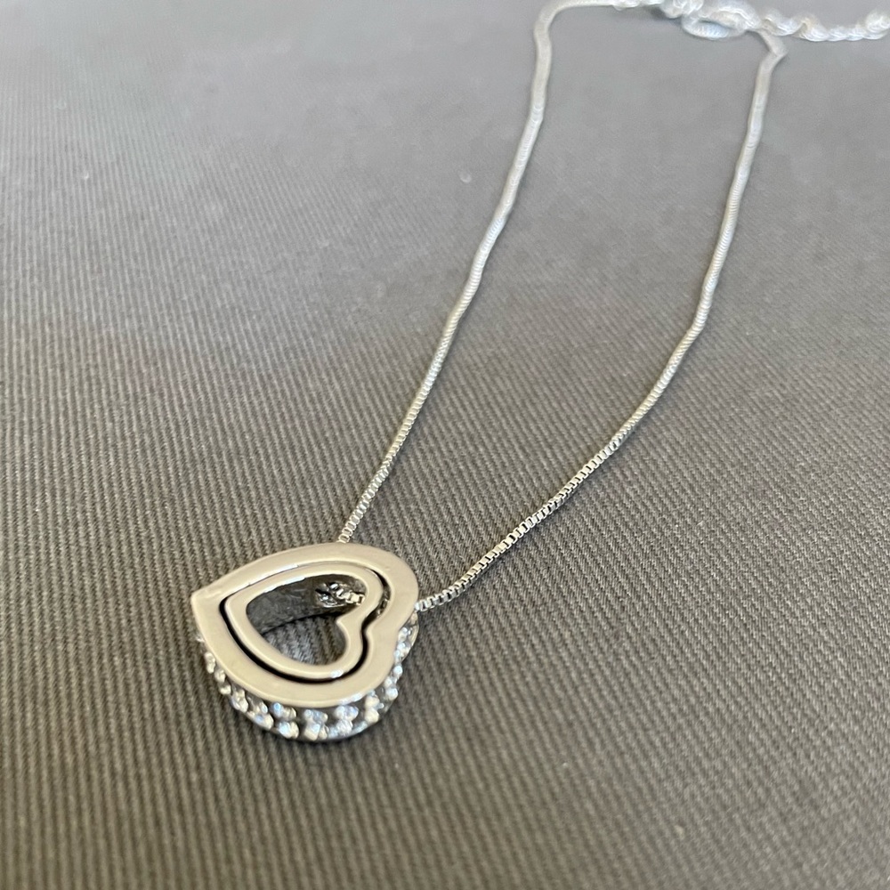 Crystal Wrapped Interlocking Heart Necklace